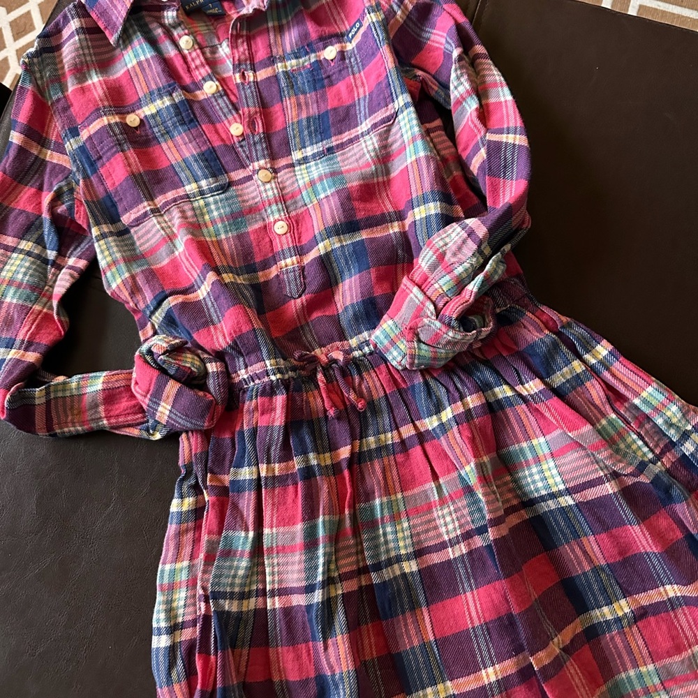 Polo by Ralph Lauren Kids Plaid Dress - pink and Blue size 7